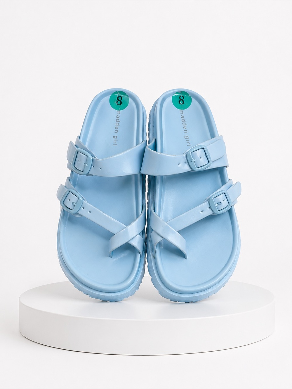 Madden Girl Sky Blue Double Buckle Sandals